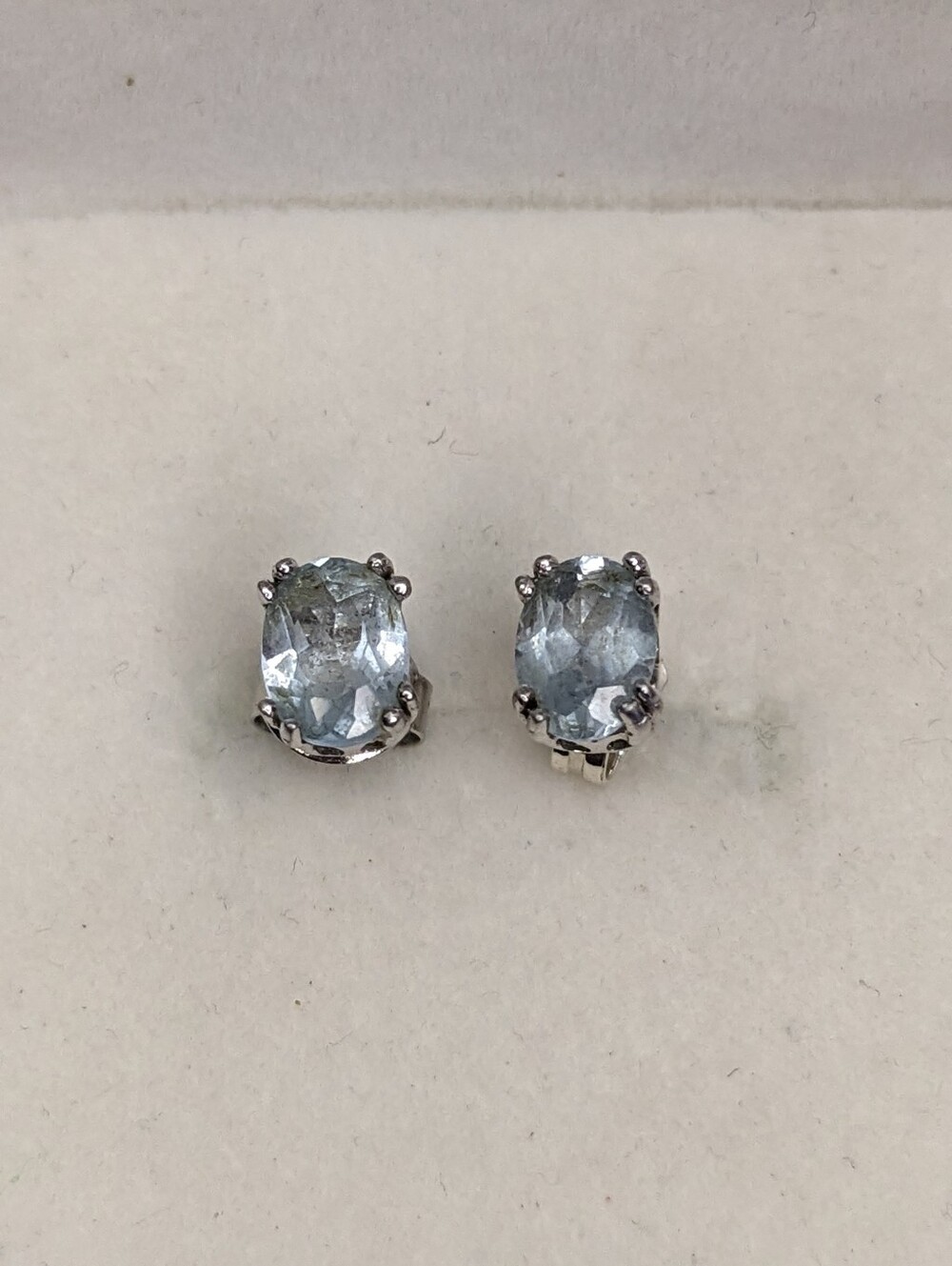 Sterling Silver Topaz Earrings Oval 2 Carat 925 Stamped Gemstone Studs
